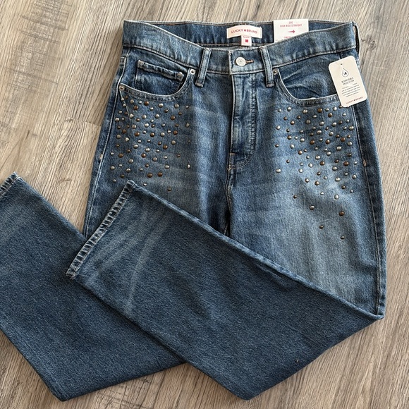 Lucky Brand Denim - Lucky Brand Zoe High Rise Straight Studded Blue Jeans
